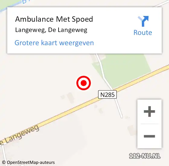 Locatie op kaart van de 112 melding: Ambulance Met Spoed Naar Langeweg, De Langeweg op 3 juli 2024 13:19