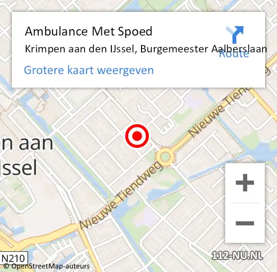 Locatie op kaart van de 112 melding: Ambulance Met Spoed Naar Krimpen aan den IJssel, Burgemeester Aalberslaan op 3 juli 2024 13:21