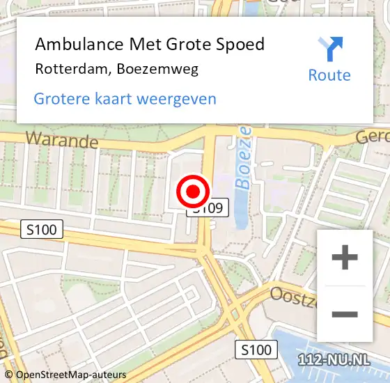 Locatie op kaart van de 112 melding: Ambulance Met Grote Spoed Naar Rotterdam, Boezemweg op 3 juli 2024 13:26