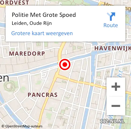 Locatie op kaart van de 112 melding: Politie Met Grote Spoed Naar Leiden, Oude Rijn op 3 juli 2024 13:29