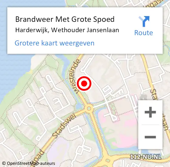 Locatie op kaart van de 112 melding: Brandweer Met Grote Spoed Naar Harderwijk, Wethouder Jansenlaan op 3 juli 2024 13:37