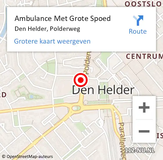 Locatie op kaart van de 112 melding: Ambulance Met Grote Spoed Naar Den Helder, Polderweg op 3 juli 2024 13:47