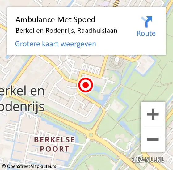 Locatie op kaart van de 112 melding: Ambulance Met Spoed Naar Berkel en Rodenrijs, Raadhuislaan op 3 juli 2024 13:48