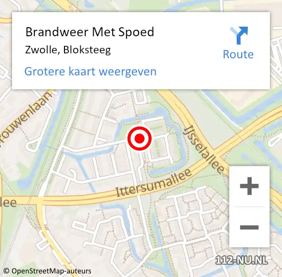 Locatie op kaart van de 112 melding: Brandweer Met Spoed Naar Zwolle, Bloksteeg op 11 oktober 2014 17:53