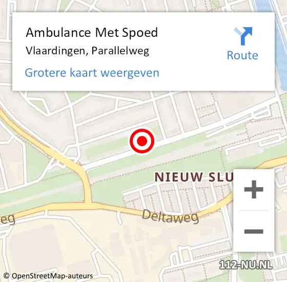 Locatie op kaart van de 112 melding: Ambulance Met Spoed Naar Vlaardingen, Parallelweg op 3 juli 2024 14:23