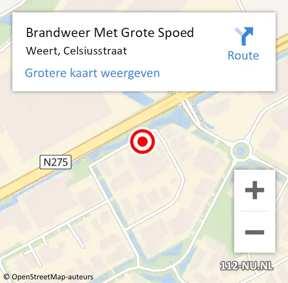 Locatie op kaart van de 112 melding: Brandweer Met Grote Spoed Naar Weert, Celsiusstraat op 3 juli 2024 14:25