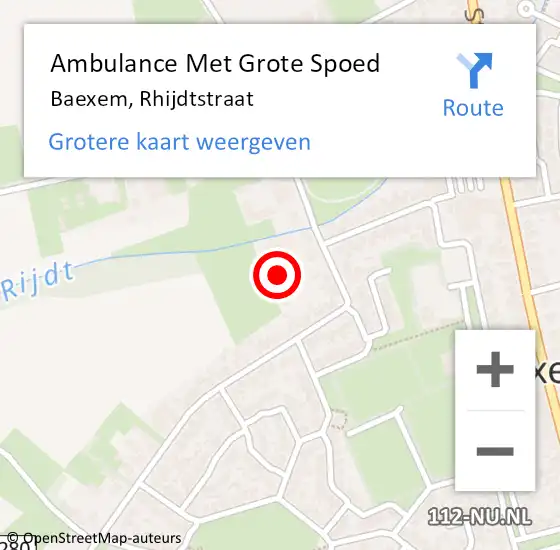 Locatie op kaart van de 112 melding: Ambulance Met Grote Spoed Naar Baexem, Rhijdtstraat op 3 juli 2024 14:56