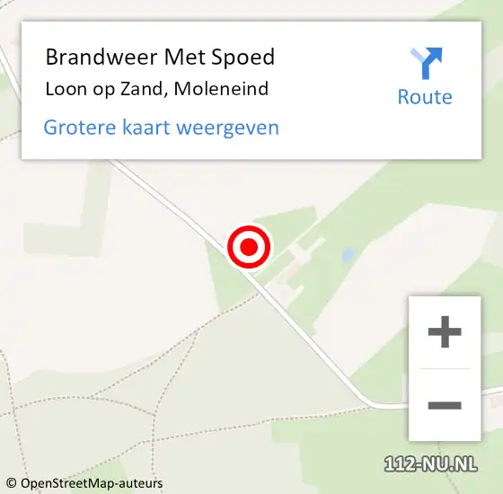 Locatie op kaart van de 112 melding: Brandweer Met Spoed Naar Loon op Zand, Moleneind op 3 juli 2024 15:08