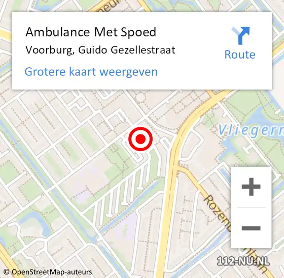 Locatie op kaart van de 112 melding: Ambulance Met Spoed Naar Voorburg, Guido Gezellestraat op 3 juli 2024 15:12