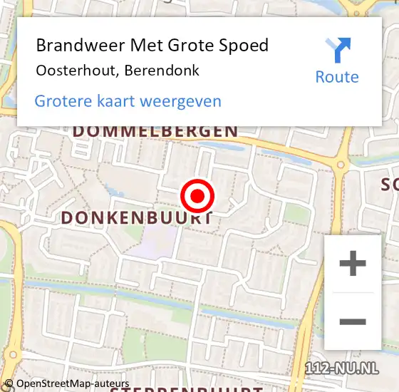 Locatie op kaart van de 112 melding: Brandweer Met Grote Spoed Naar Oosterhout, Berendonk op 3 juli 2024 15:26