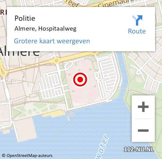 Locatie op kaart van de 112 melding: Politie Almere, Hospitaalweg op 3 juli 2024 15:29