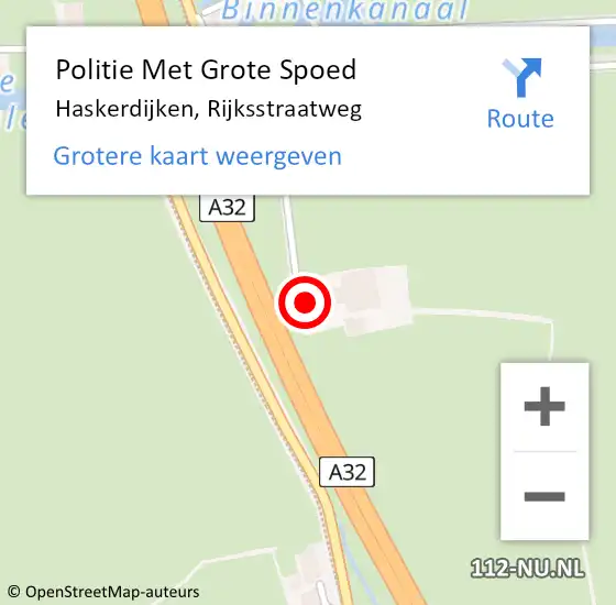 Locatie op kaart van de 112 melding: Politie Met Grote Spoed Naar Haskerdijken, Rijksstraatweg op 3 juli 2024 15:35