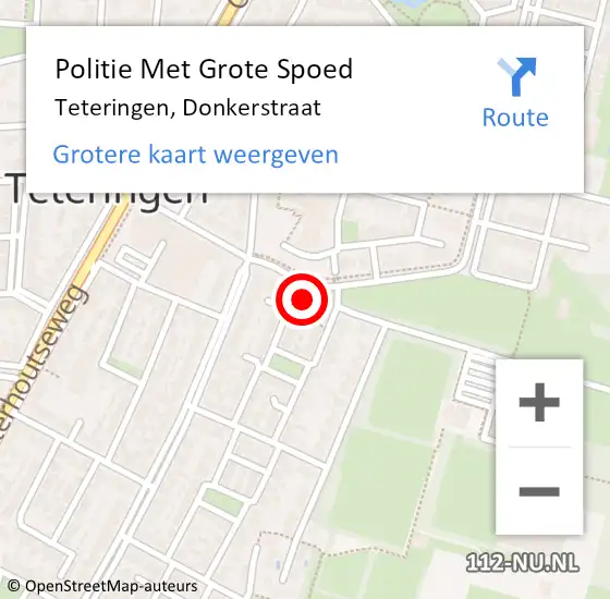 Locatie op kaart van de 112 melding: Politie Met Grote Spoed Naar Teteringen, Donkerstraat op 3 juli 2024 15:45