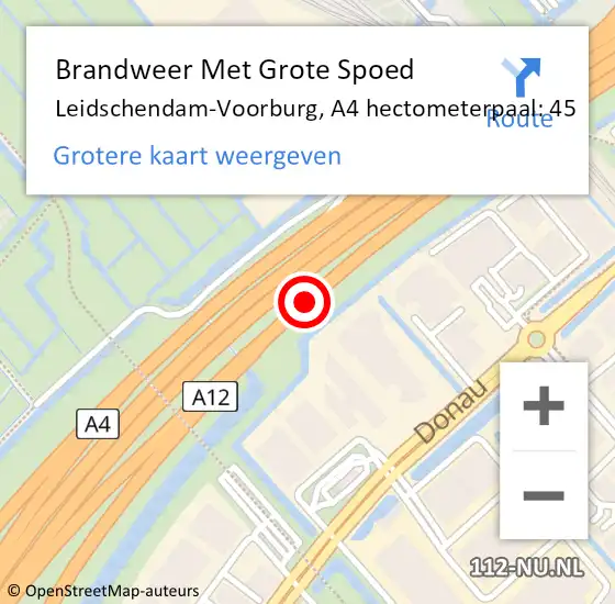 Locatie op kaart van de 112 melding: Brandweer Met Grote Spoed Naar Leidschendam-Voorburg, A4 hectometerpaal: 45 op 3 juli 2024 15:46