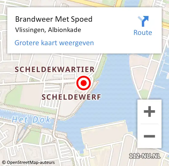 Locatie op kaart van de 112 melding: Brandweer Met Spoed Naar Vlissingen, Albionkade op 3 juli 2024 15:54