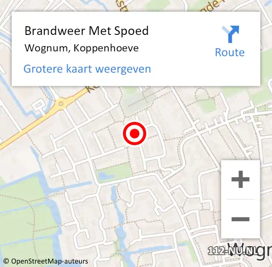 Locatie op kaart van de 112 melding: Brandweer Met Spoed Naar Wognum, Koppenhoeve op 3 juli 2024 15:59