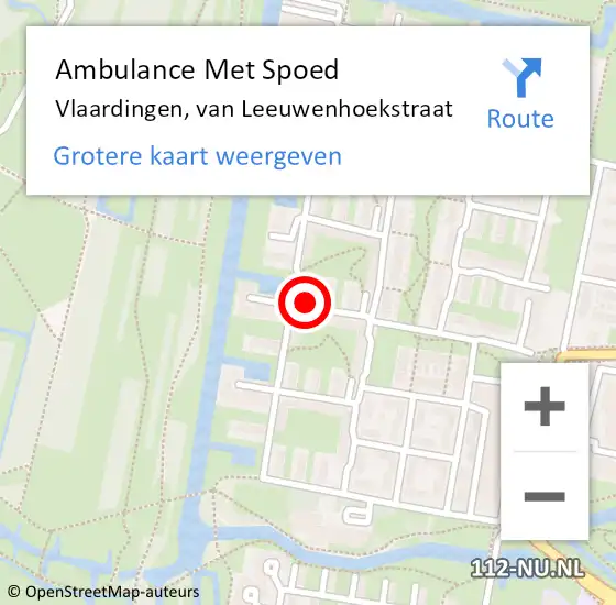 Locatie op kaart van de 112 melding: Ambulance Met Spoed Naar Vlaardingen, van Leeuwenhoekstraat op 3 juli 2024 16:21