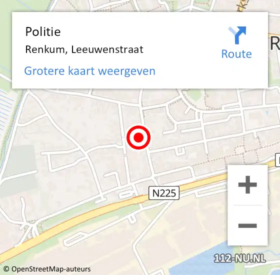 Locatie op kaart van de 112 melding: Politie Renkum, Leeuwenstraat op 3 juli 2024 16:31