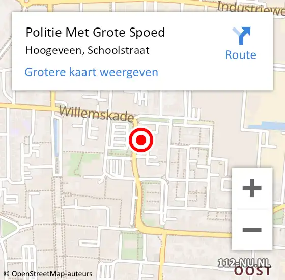 Locatie op kaart van de 112 melding: Politie Met Grote Spoed Naar Hoogeveen, Schoolstraat op 3 juli 2024 16:35