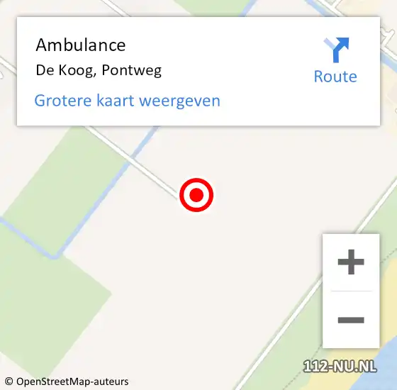 Locatie op kaart van de 112 melding: Ambulance De Koog, Pontweg op 3 juli 2024 16:38