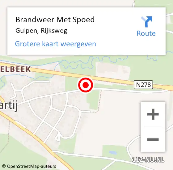 Locatie op kaart van de 112 melding: Brandweer Met Spoed Naar Gulpen, Rijksweg op 3 juli 2024 16:55