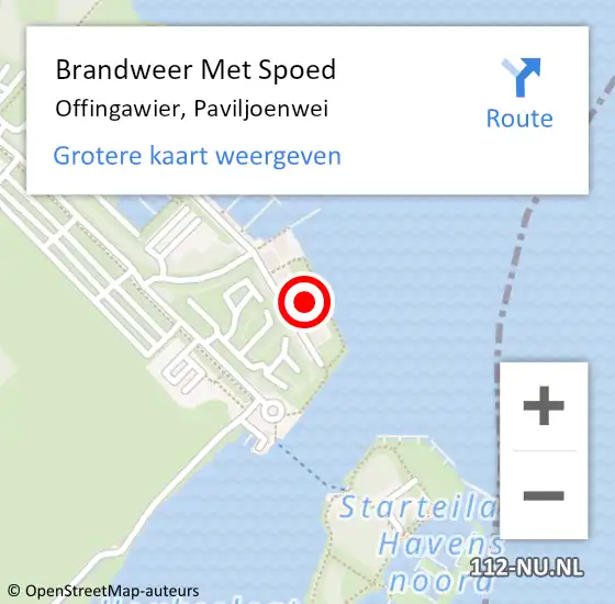 Locatie op kaart van de 112 melding: Brandweer Met Spoed Naar Offingawier, Paviljoenwei op 3 juli 2024 16:57