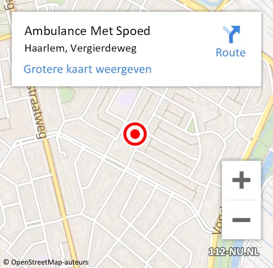 Locatie op kaart van de 112 melding: Ambulance Met Spoed Naar Haarlem, Vergierdeweg op 3 juli 2024 17:07