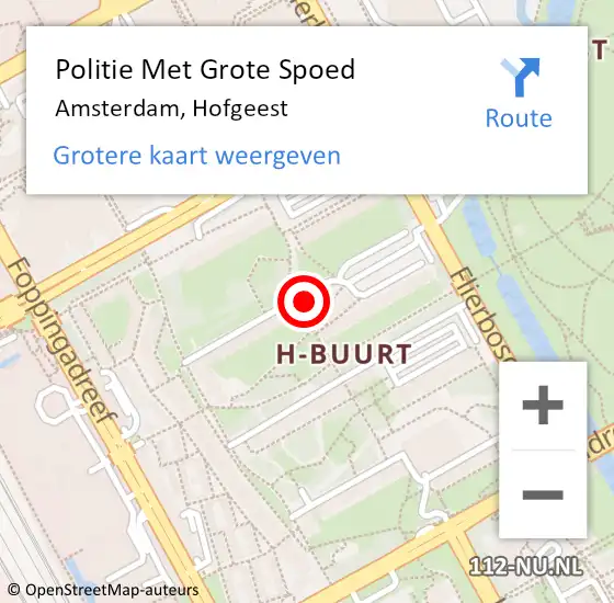 Locatie op kaart van de 112 melding: Politie Met Grote Spoed Naar Amsterdam, Hofgeest op 3 juli 2024 17:15