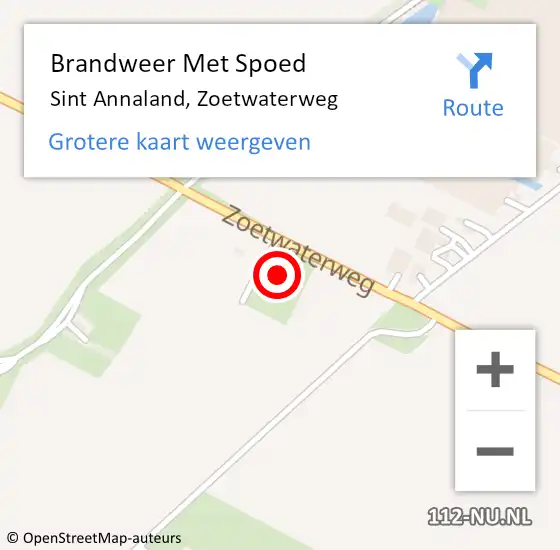 Locatie op kaart van de 112 melding: Brandweer Met Spoed Naar Sint Annaland, Zoetwaterweg op 3 juli 2024 17:17