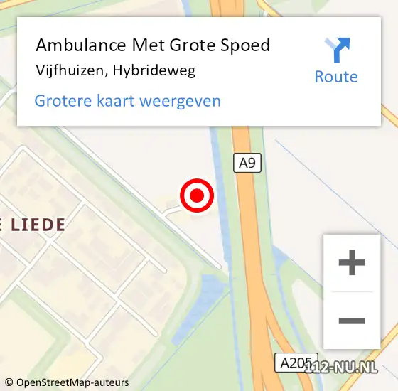 Locatie op kaart van de 112 melding: Ambulance Met Grote Spoed Naar Vijfhuizen, Hybrideweg op 3 juli 2024 17:19