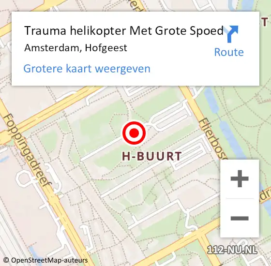 Locatie op kaart van de 112 melding: Trauma helikopter Met Grote Spoed Naar Amsterdam, Hofgeest op 3 juli 2024 17:21