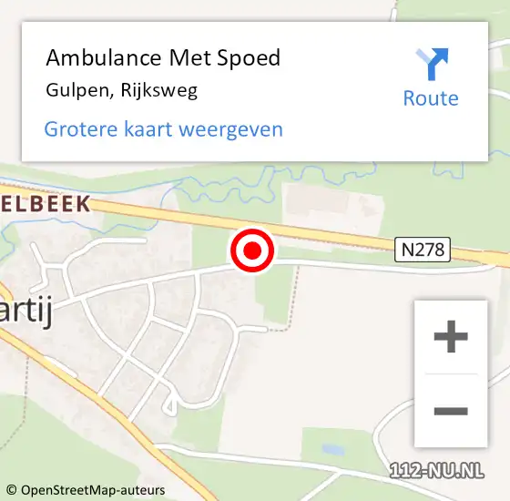 Locatie op kaart van de 112 melding: Ambulance Met Spoed Naar Gulpen, Rijksweg op 3 juli 2024 17:22