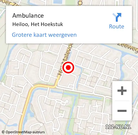 Locatie op kaart van de 112 melding: Ambulance Heiloo, Het Hoekstuk op 3 juli 2024 17:41