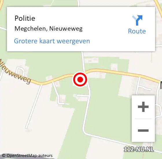 Locatie op kaart van de 112 melding: Politie Megchelen, Nieuweweg op 3 juli 2024 17:44