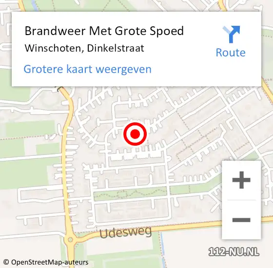 Locatie op kaart van de 112 melding: Brandweer Met Grote Spoed Naar Winschoten, Dinkelstraat op 3 juli 2024 17:58