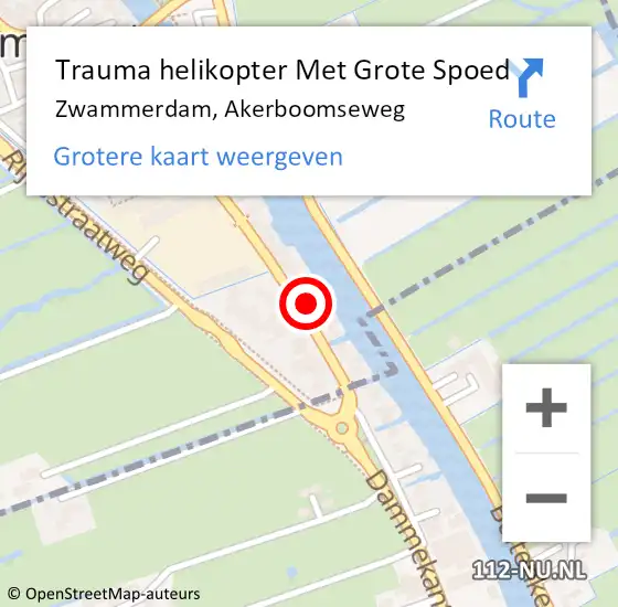 Locatie op kaart van de 112 melding: Trauma helikopter Met Grote Spoed Naar Zwammerdam, Akerboomseweg op 3 juli 2024 18:26