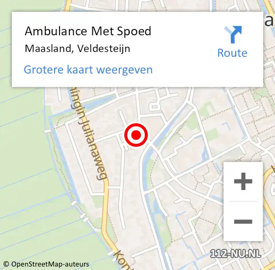 Locatie op kaart van de 112 melding: Ambulance Met Spoed Naar Maasland, Veldesteijn op 3 juli 2024 18:27