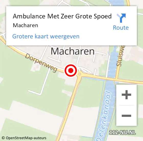 Locatie op kaart van de 112 melding: Ambulance Met Zeer Grote Spoed Naar Macharen op 3 juli 2024 18:57