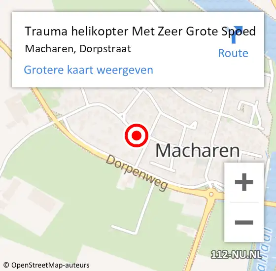 Locatie op kaart van de 112 melding: Trauma helikopter Met Zeer Grote Spoed Naar Macharen, Dorpstraat op 3 juli 2024 18:58