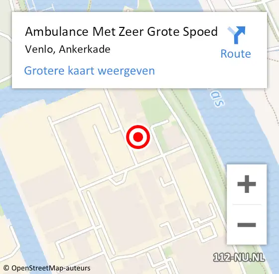 Locatie op kaart van de 112 melding: Ambulance Met Zeer Grote Spoed Naar Venlo, Ankerkade op 3 juli 2024 19:01