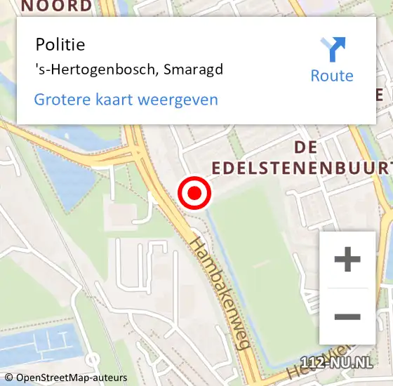 Locatie op kaart van de 112 melding: Politie 's-Hertogenbosch, Smaragd op 3 juli 2024 19:03