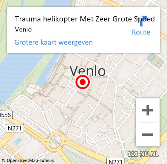 Locatie op kaart van de 112 melding: Trauma helikopter Met Zeer Grote Spoed Naar Venlo op 3 juli 2024 19:09