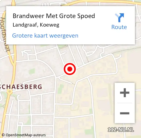 Locatie op kaart van de 112 melding: Brandweer Met Grote Spoed Naar Landgraaf, Koeweg op 3 juli 2024 19:24