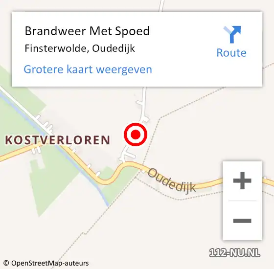 Locatie op kaart van de 112 melding: Brandweer Met Spoed Naar Finsterwolde, Oudedijk op 3 juli 2024 19:30