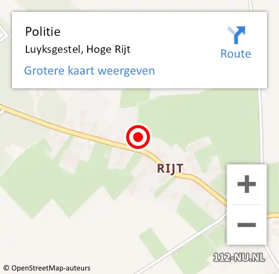 Locatie op kaart van de 112 melding: Politie Luyksgestel, Hoge Rijt op 3 juli 2024 19:31