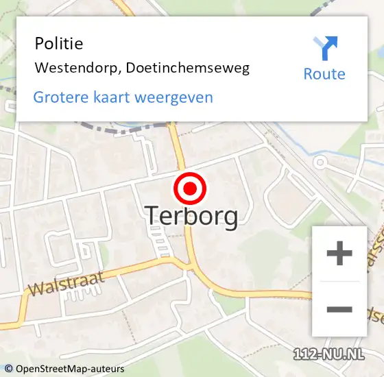 Locatie op kaart van de 112 melding: Politie Westendorp, Doetinchemseweg op 3 juli 2024 19:31