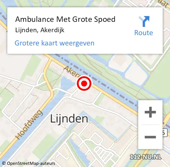 Locatie op kaart van de 112 melding: Ambulance Met Grote Spoed Naar Lijnden, Akerdijk op 3 juli 2024 19:32