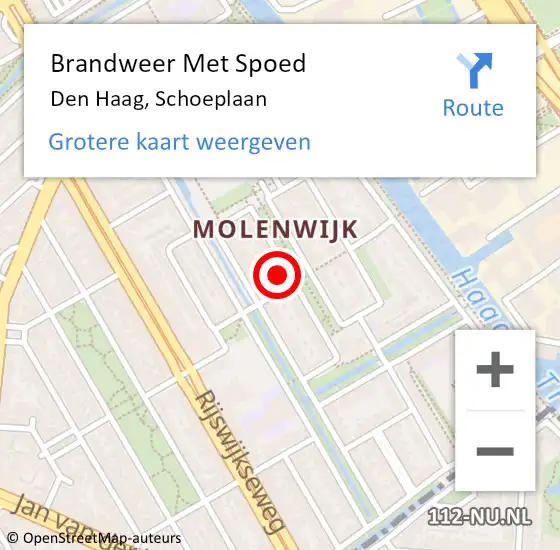 Locatie op kaart van de 112 melding: Brandweer Met Spoed Naar Den Haag, Schoeplaan op 3 juli 2024 19:38