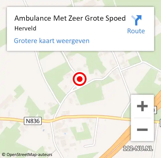 Locatie op kaart van de 112 melding: Ambulance Met Zeer Grote Spoed Naar Herveld op 3 juli 2024 20:08