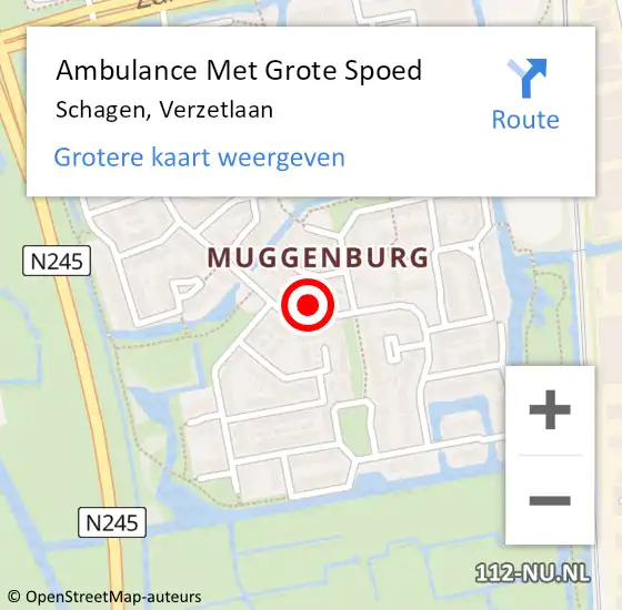 Locatie op kaart van de 112 melding: Ambulance Met Grote Spoed Naar Schagen, Verzetlaan op 3 juli 2024 20:17